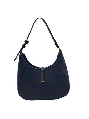 Anne Klein Navy Blue Pebbled Faux Leather Shoulder Bag